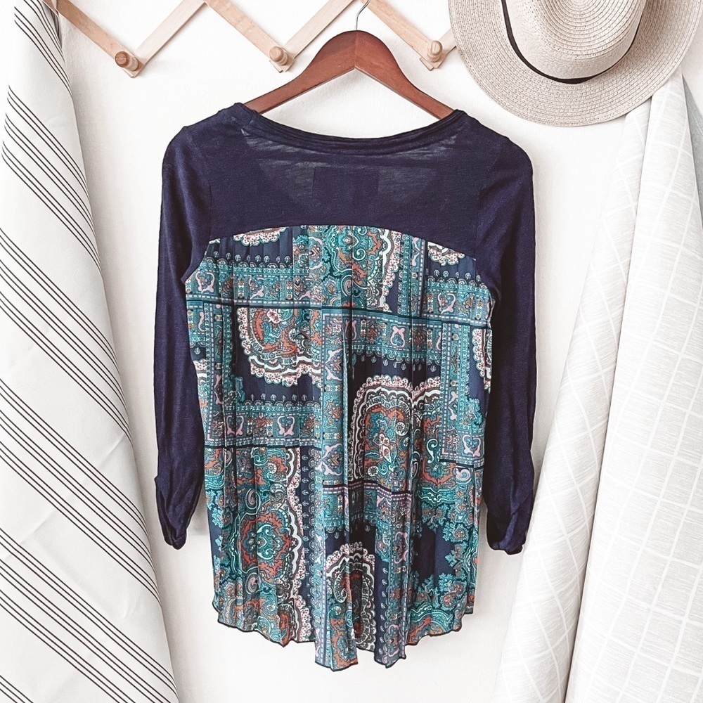 Anthropologie Paper Locket Paisley Accordion Tee